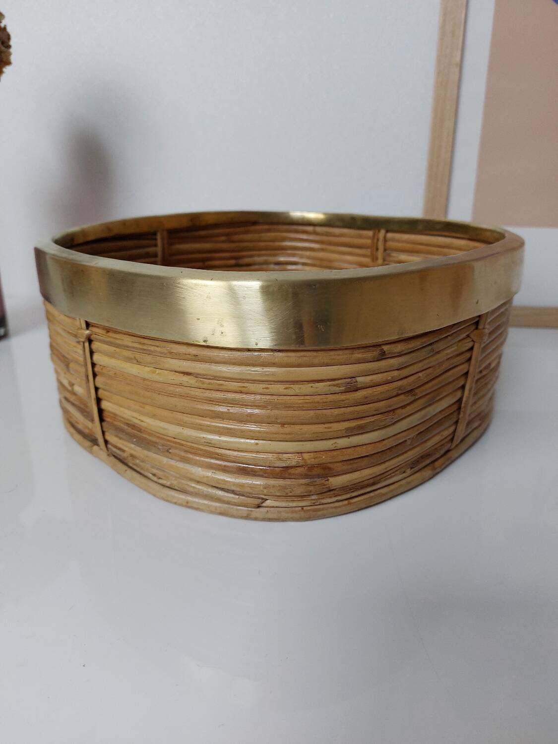 Rattan and brass basket 1970