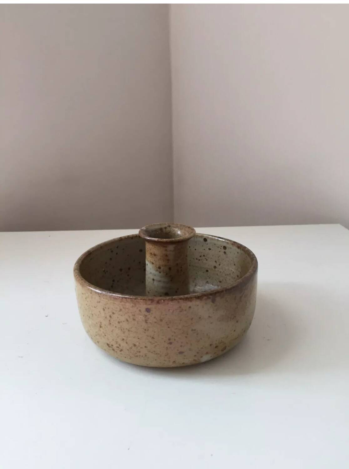 Vintage stoneware candlestick