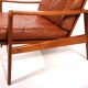 Fauteuil en cuir teck Komfort par Arne Wahl Iversen, 1960