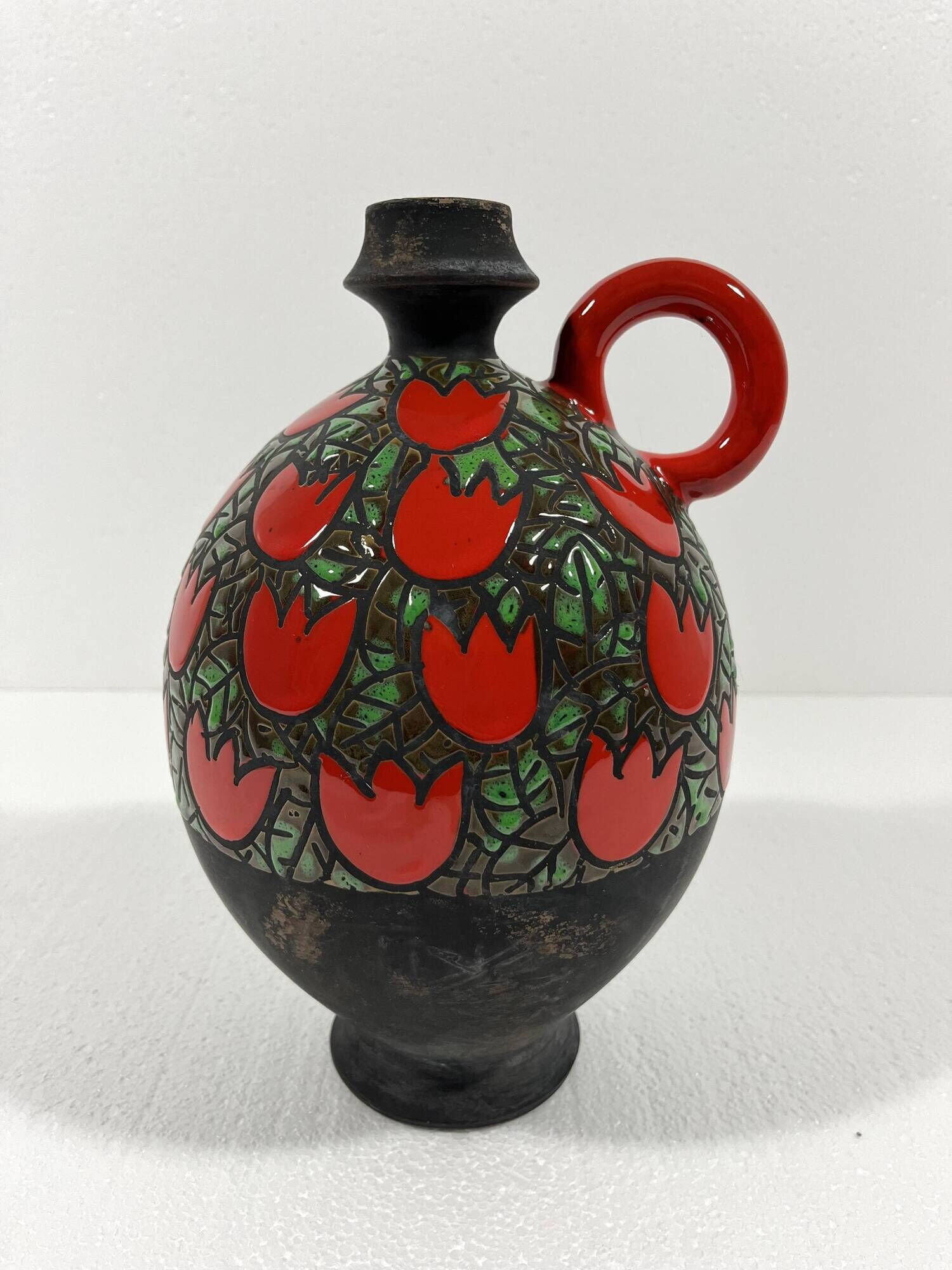 Alvino Bagni pottery vase Tulipani Rossi, Italy