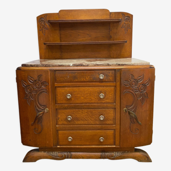 Art deco sideboard in solid oak 30's