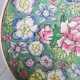 Plate china porcelainE enamelled family pink Lotus + Brand