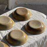 Set of 8 brown-rimmed stoneware deep plates Atelier Saint Simon D19.5