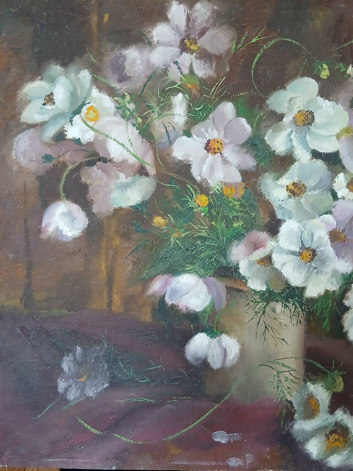 Peinture bouquet de fleurs sur toile 1944