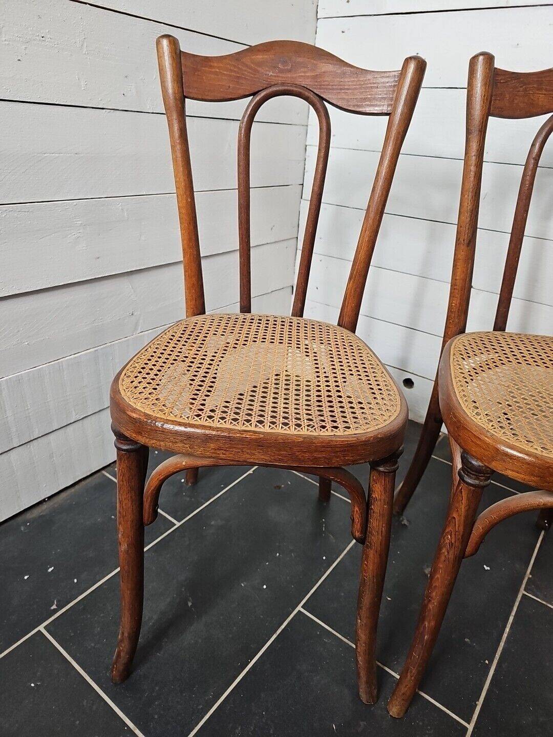 caned oak bistro chairs x 2