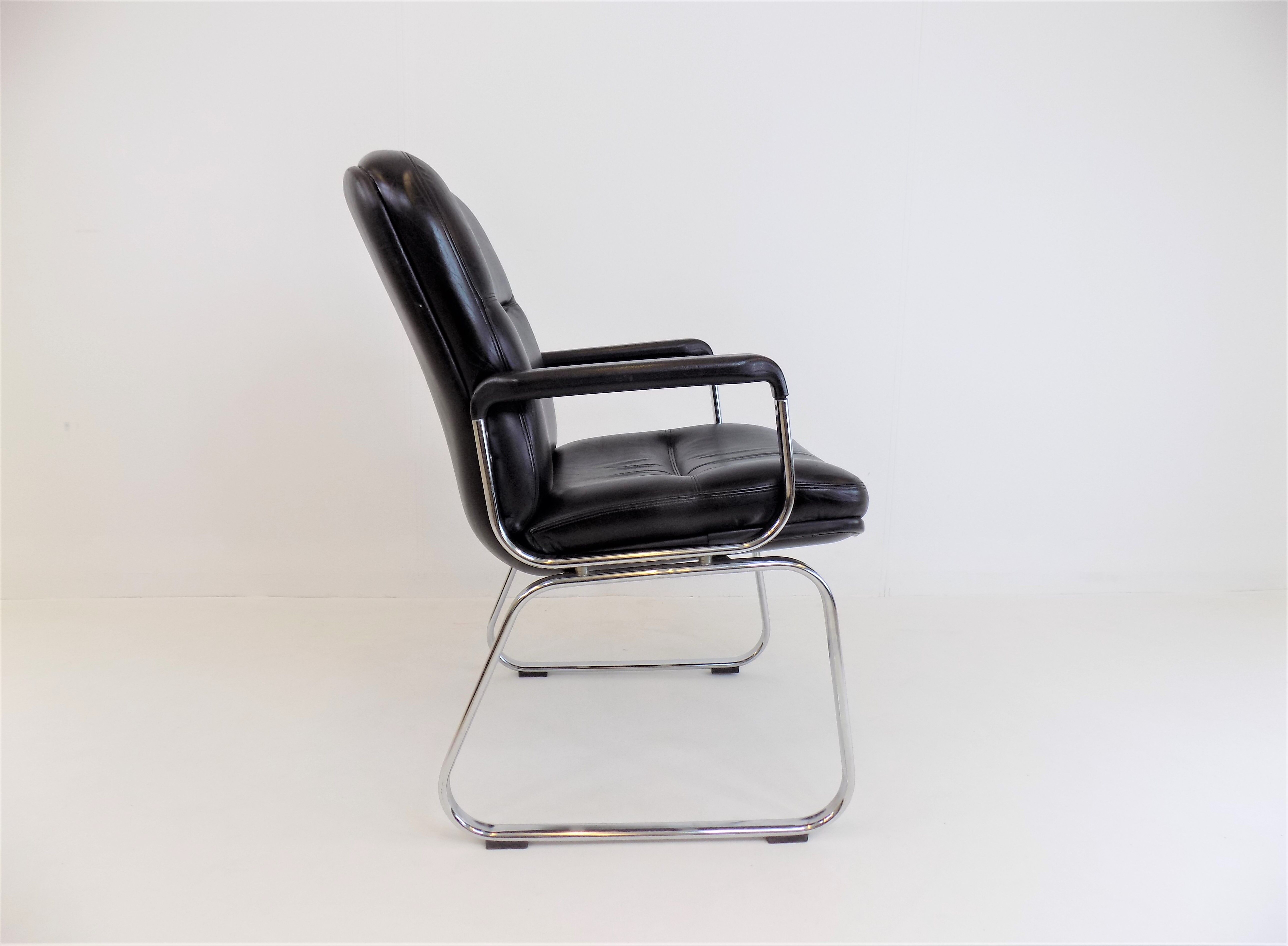 Set of 4 leather office chairs by Grahl