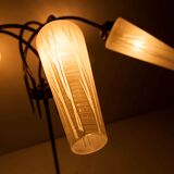 5-branched opaline brass chandelier 60's