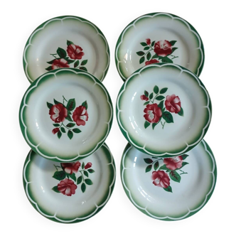 6 antique dessert plates from Digoin and Sarreguemines