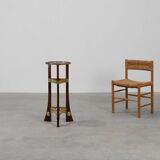 Art Nouveau Pedestal in wood and brass, Belgium, ca. 1910