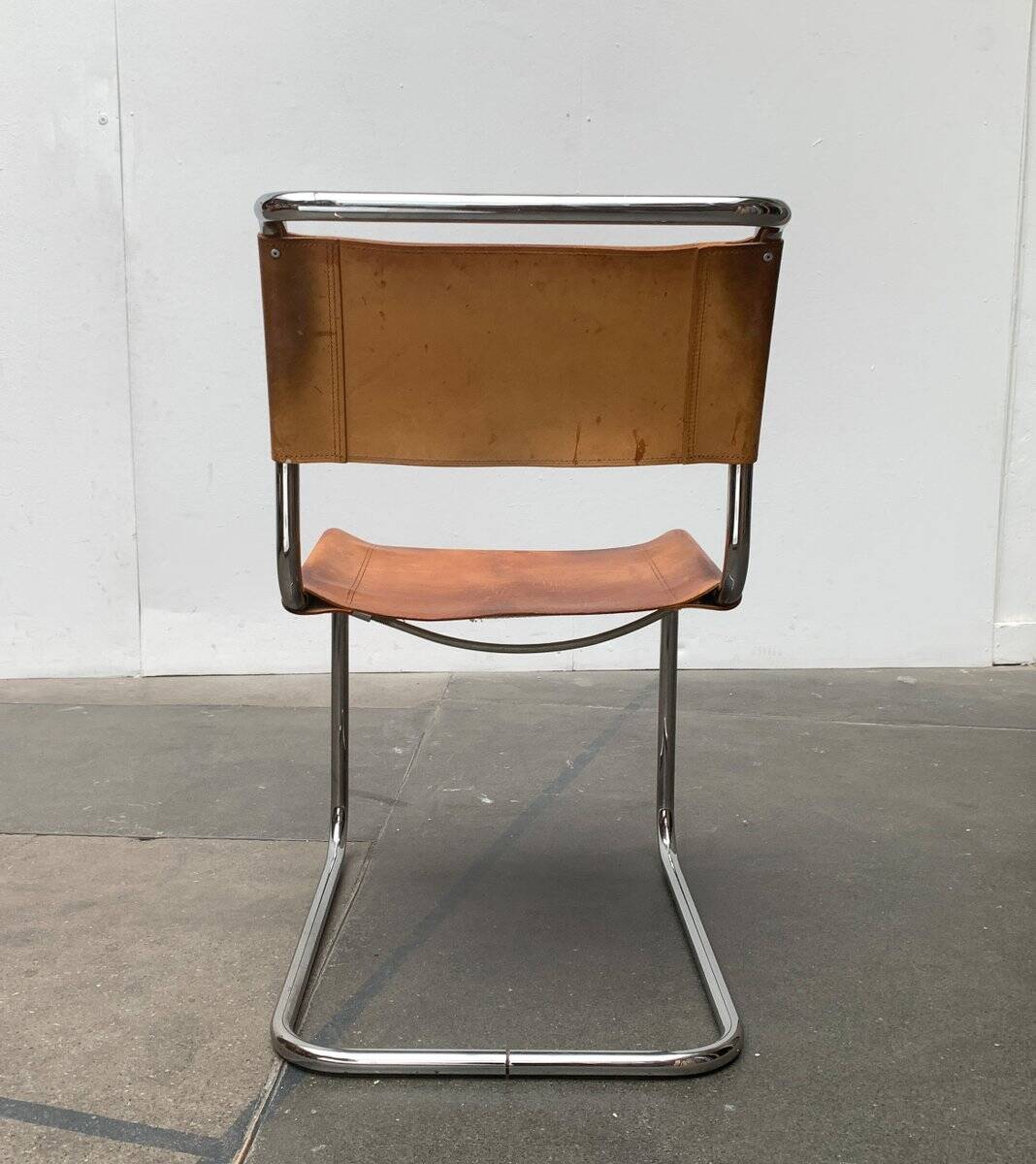 German vintage leather cantilever chairs S33 by Mart Stam for Thonet, set of 8