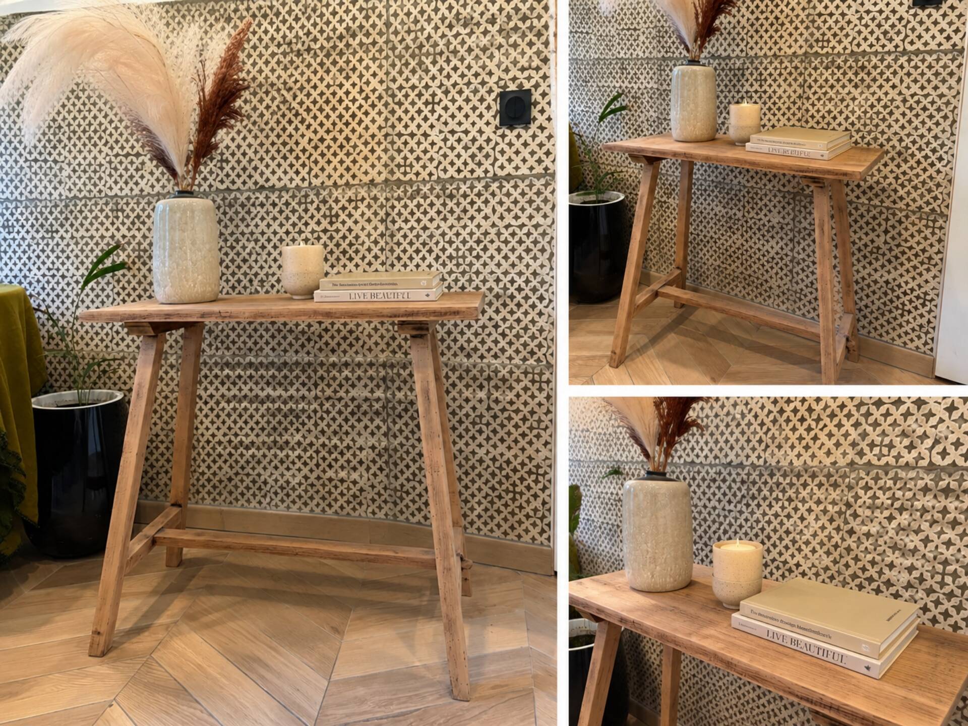 Old console in natural wood