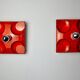 Pair of Fat Lava wall lamps by Hustadt Leuchten, Red ceramic, Germany, 1960