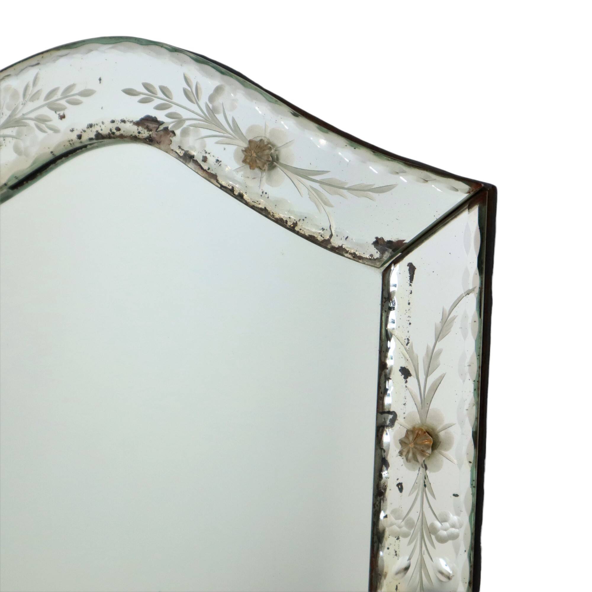 Antique Venetian Mirror Table Mirror Italian Etched ca 1900