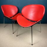 Set of red lounge chairs, Italy, 1990s
