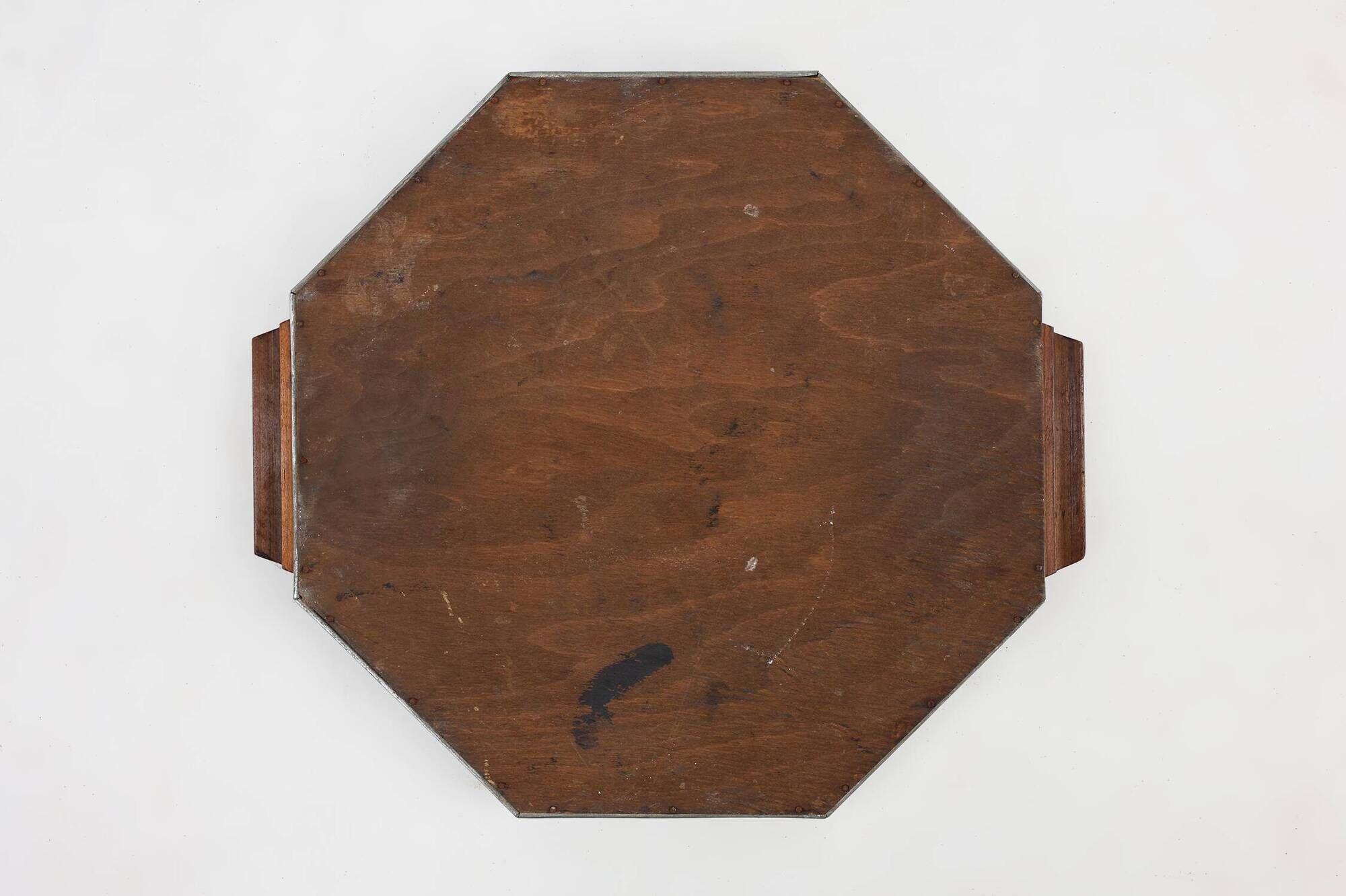 Art Deco Whiskey Tray in Metal and Wood, Belgium 1920s