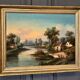 Oil on canvas landscape on the edge of a river late 19th century