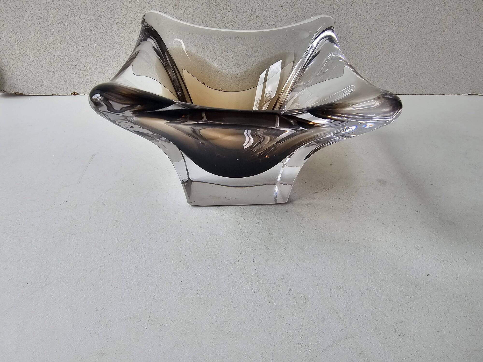 Murano Sommerso transparent brown glass catchall