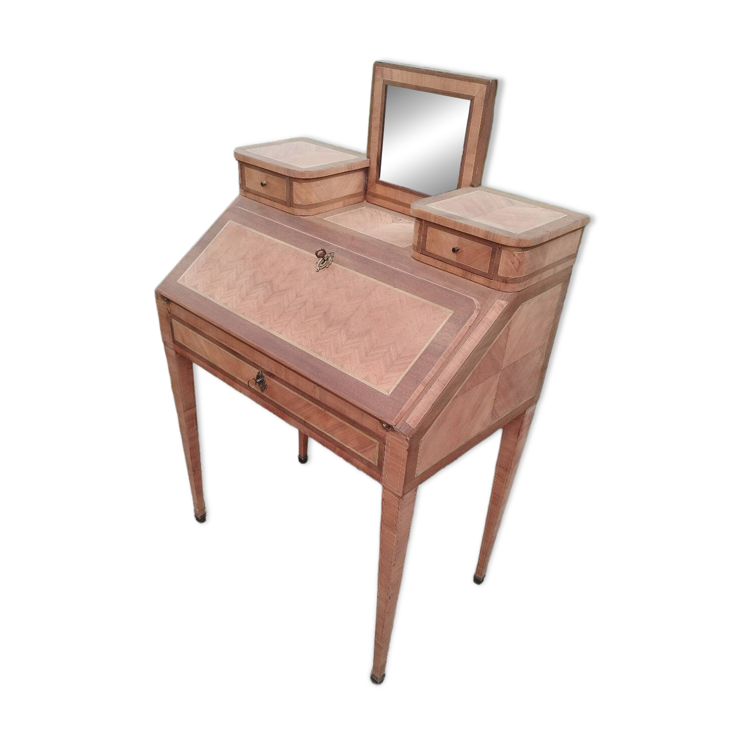 Antique secretary desk in marquetry, Louis XVI style.