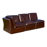 Modular sofa made up of 3 leather armchairs. Circa 1970