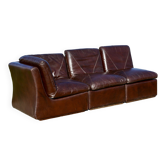 Modular sofa made up of 3 leather armchairs. Circa 1970
