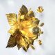Vintage gold leaf metal flower wall light Florentine wall sconce