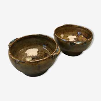 Vintage enamelled sandstone bowls