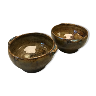 Vintage enamelled sandstone bowls