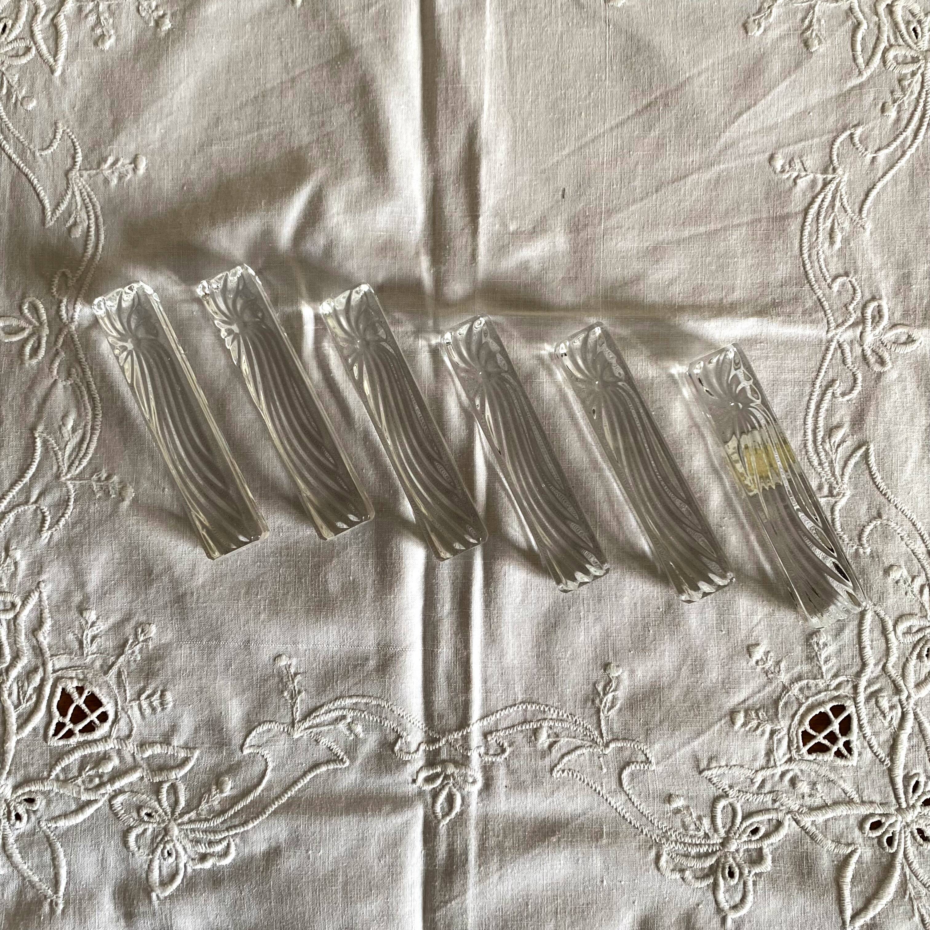 Set of 6 antique Baccarat crystal knife rests, vintage tableware