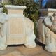 Pair of enamelled white ceramic elephant harnesses
