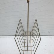 Magazine holder in golden metal and its handle is in bamboo, 1960 vintage