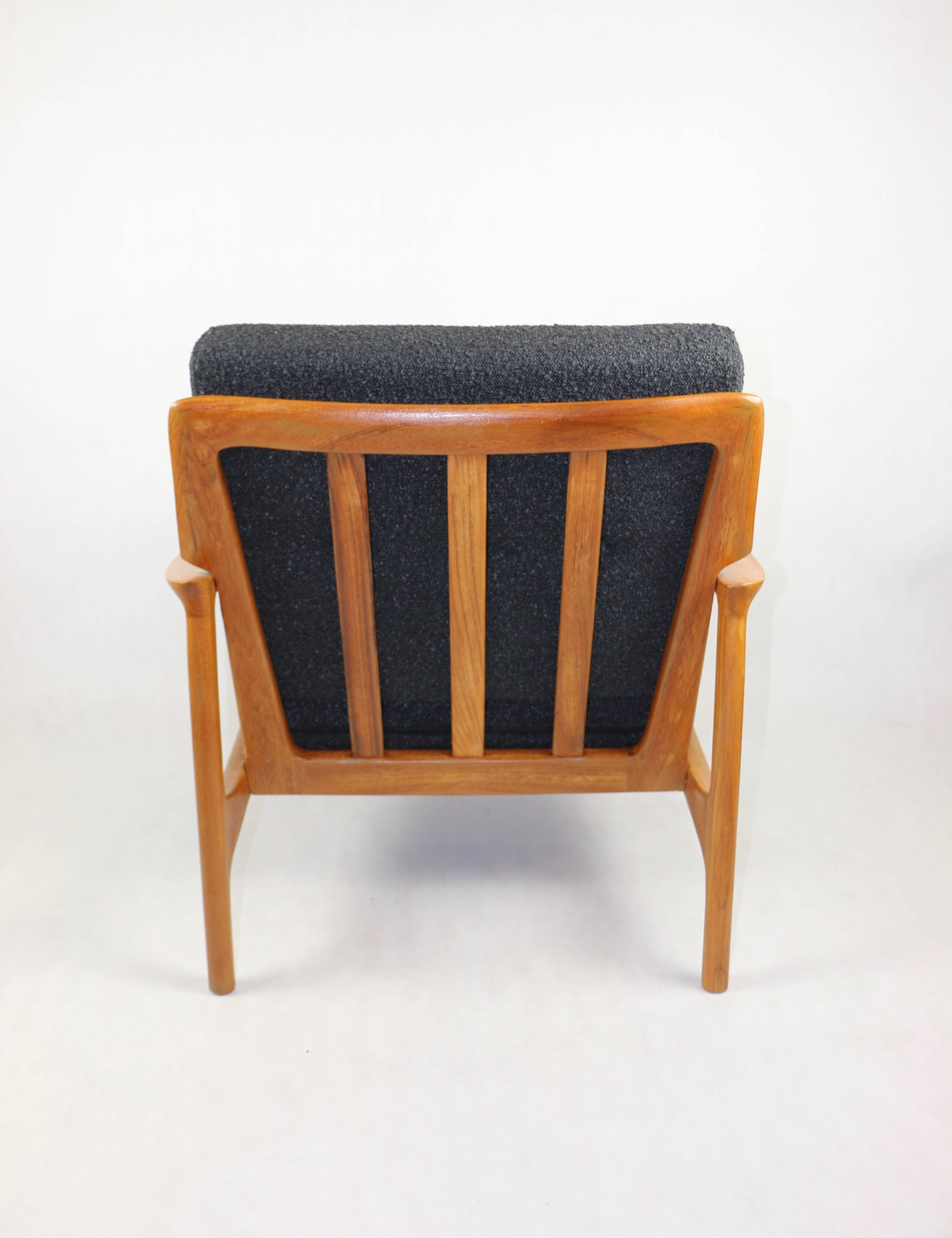 Danish Black Boucle Lounge Chair, 1970s