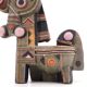 Cubic horse sculpture in painted ceramic, 1970s