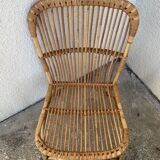 Chair and armchair in vintage rattan 1950