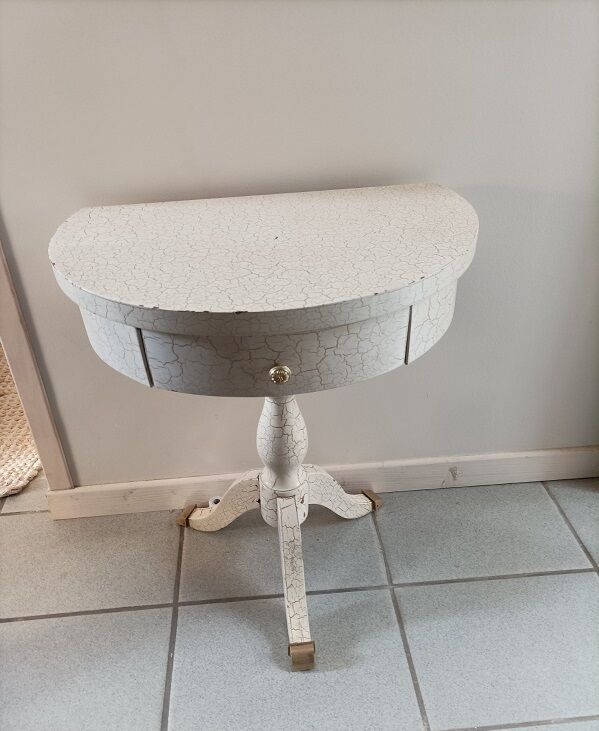 Bedside table console pedestal table drawer beige cracked gold wood