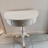 Bedside table console pedestal table drawer beige cracked gold wood