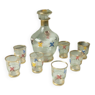Liqueur service crystal glassware from Monaco Monte Carlo vintage 1950-1960