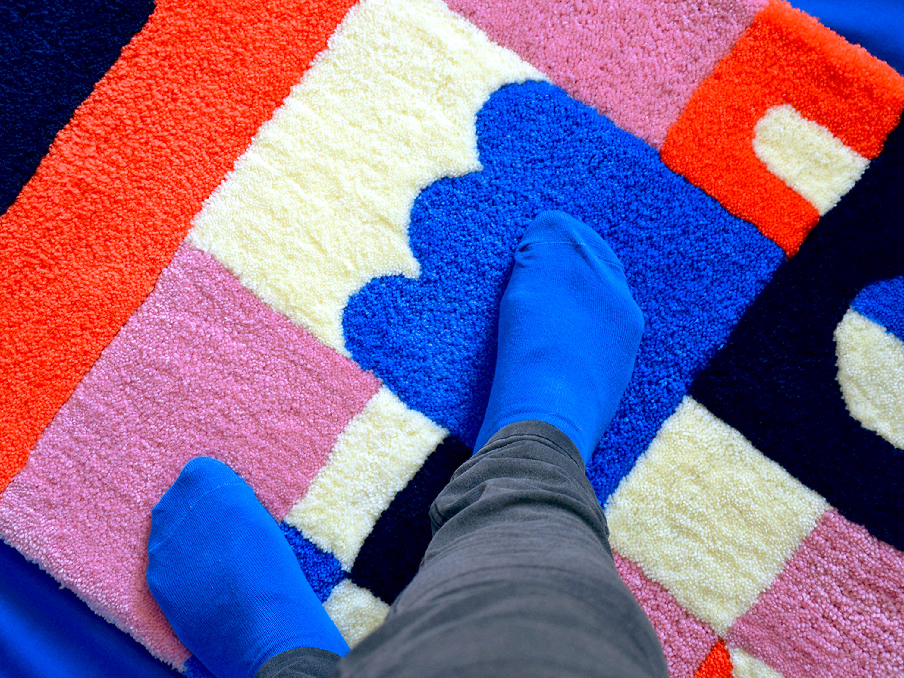 Tapis tufté rectangulaire géométrique 90x60cm