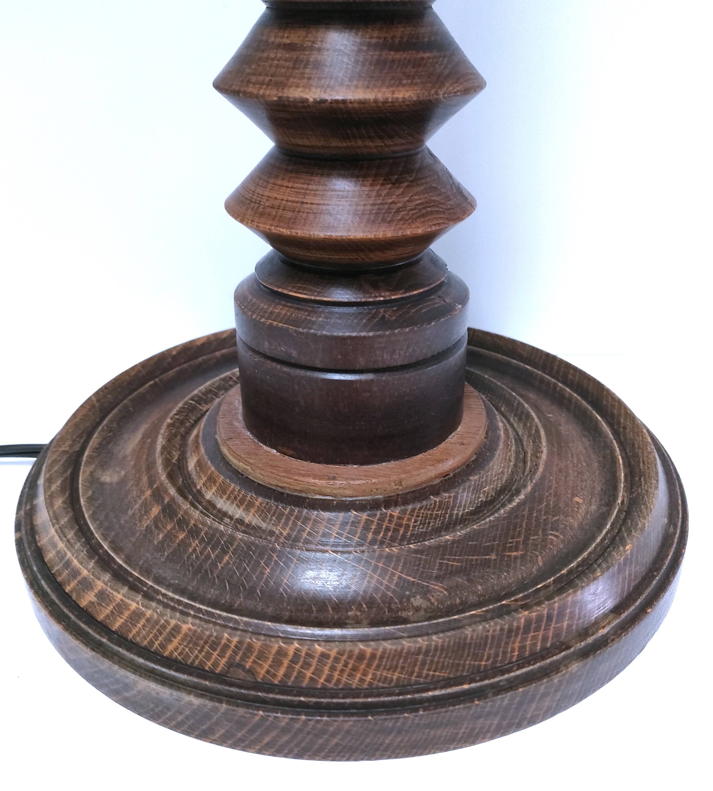 XL turned wooden lamp base H.47 cm 1950s design