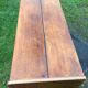 Vintage oak console desk table with square metal tube base (knitting machine)