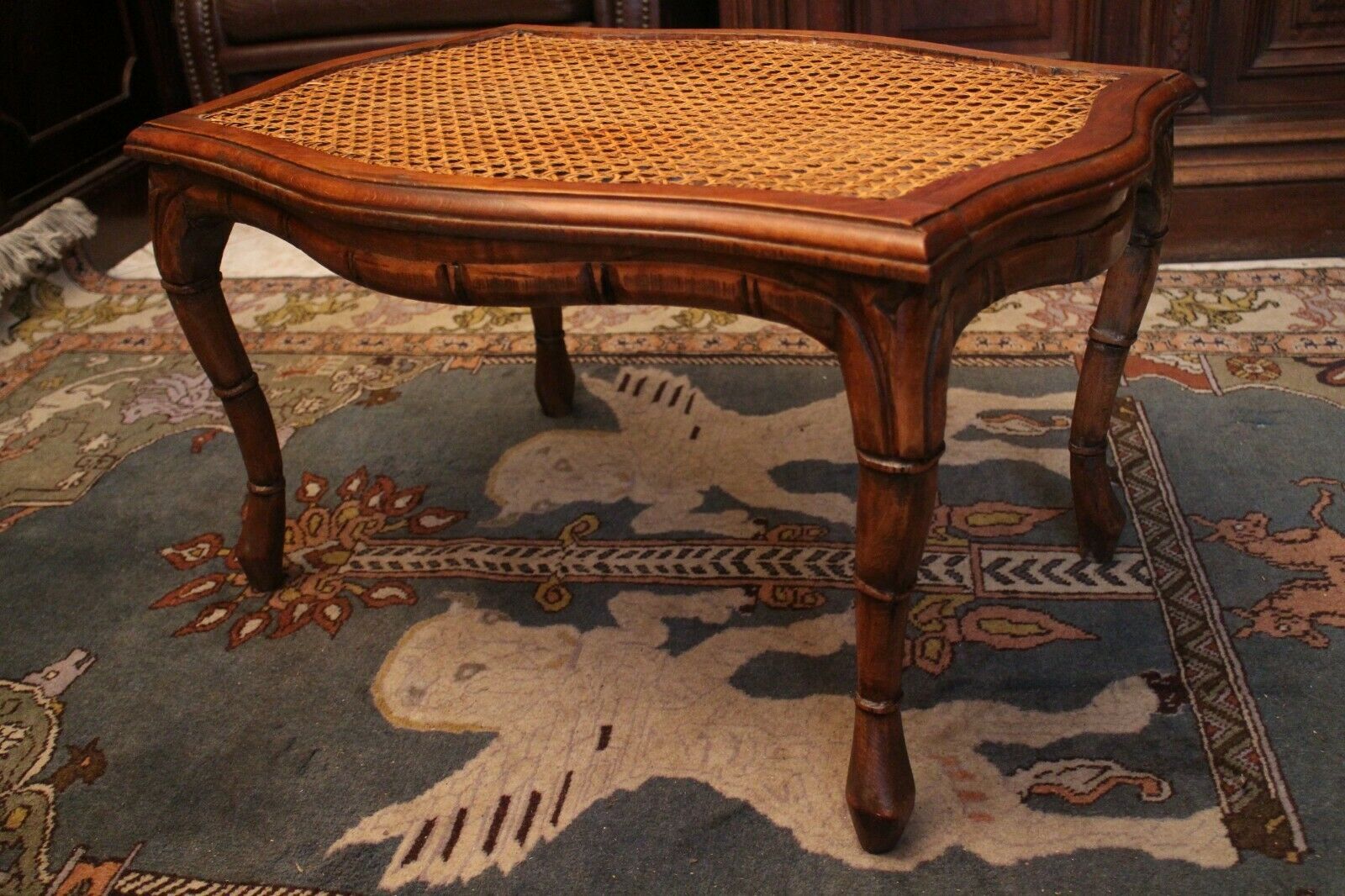 Seating stool styling colonial style solid wood sitting canne late 19th