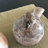 Pairs of birds in ceramic signed