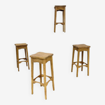 4 high stools 1960 in raw wood