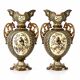 Paire de vases balustres en majolique de 1885 signés Gerbing & Stephan