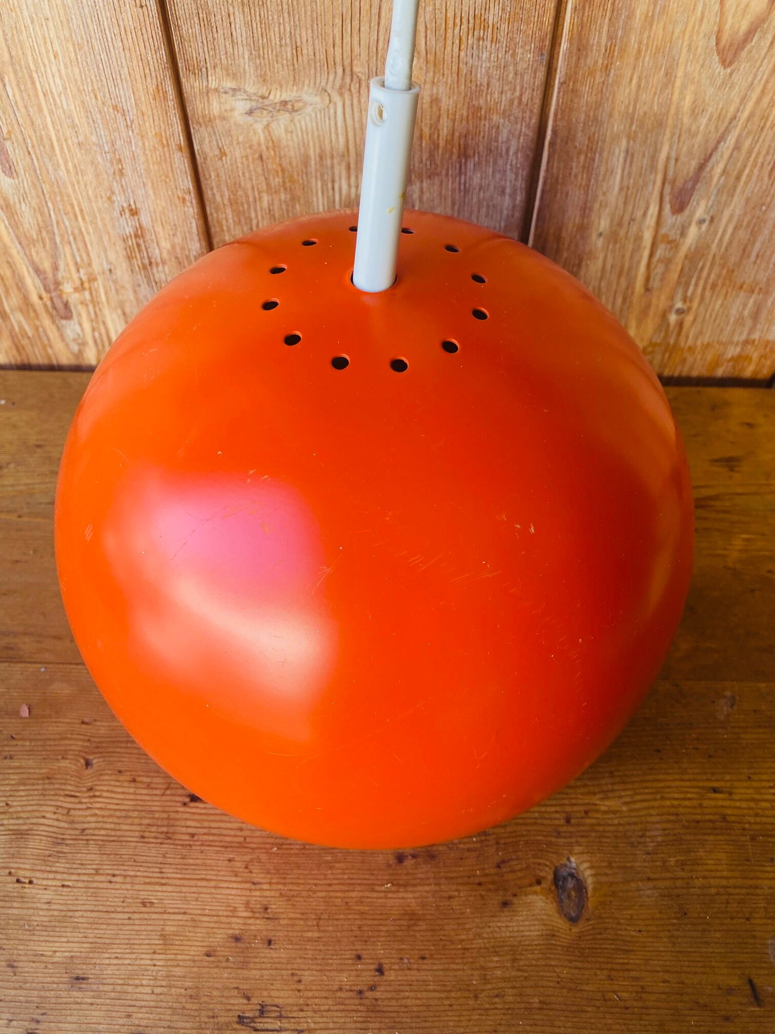 Suspension Eyeball orange vintage années 70