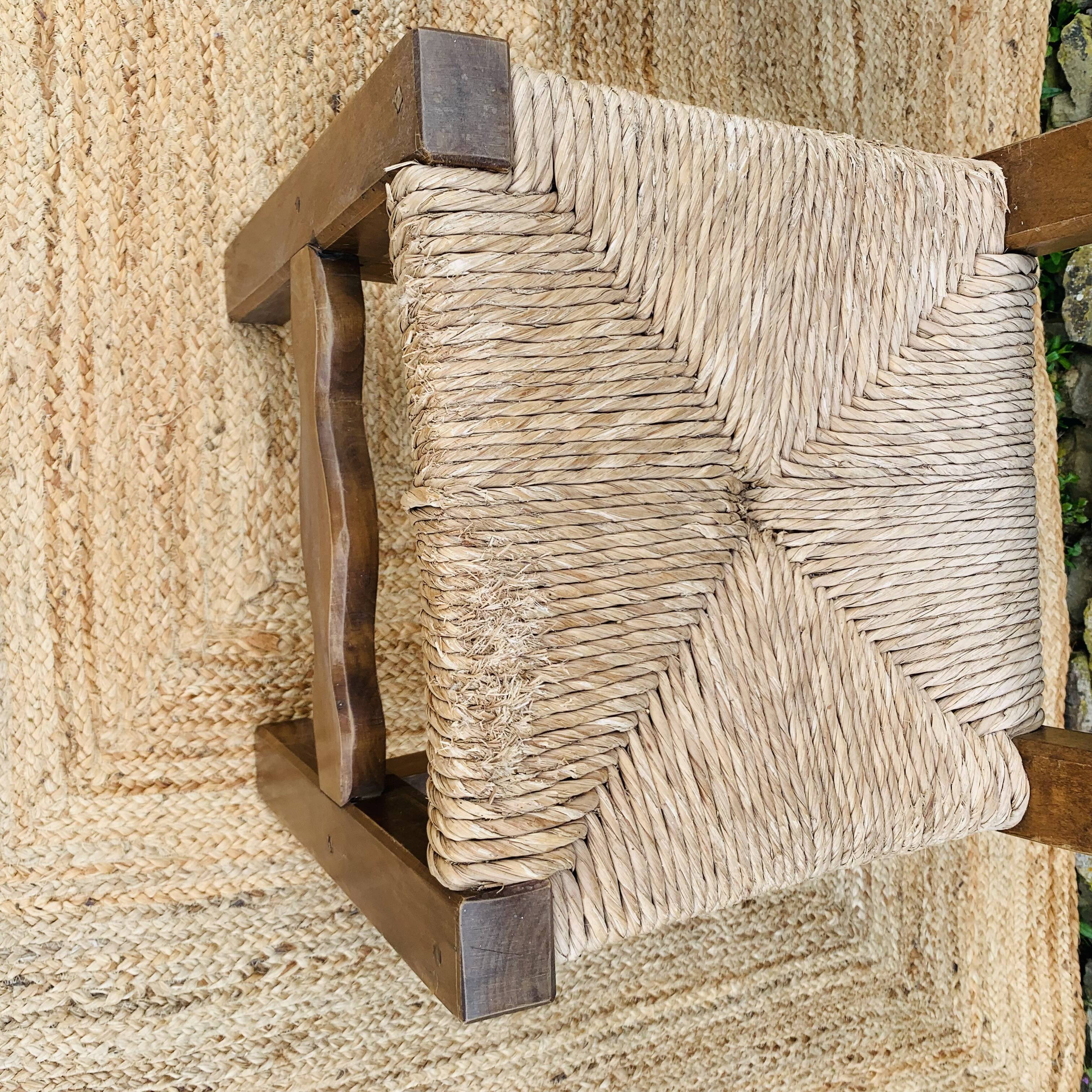 Pair of wooden and straw chairs