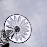 Large antique hand-cut crystal champagne flutes signed LS