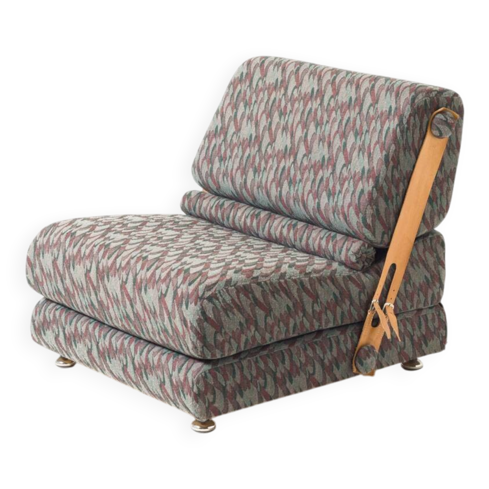 Modular folding chair, former Czechoslovakia in fabric and leather, 1970s