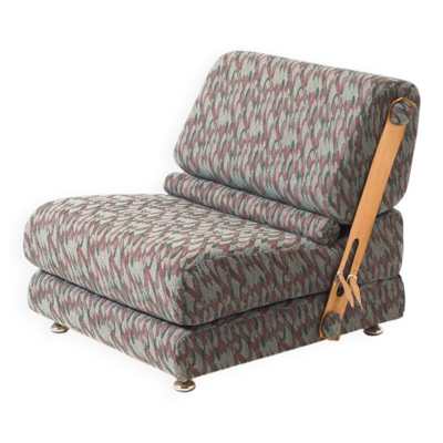 Chaise pliante modulaire, ancienne Tchécoslovaquie en tissu et cuir, années 1970