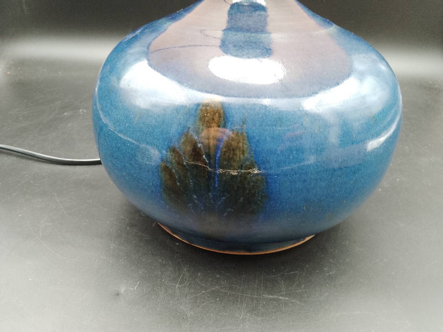 Sandstone and ash enamel lamp by Mireille and Noël Dailler Blanot circa 1970