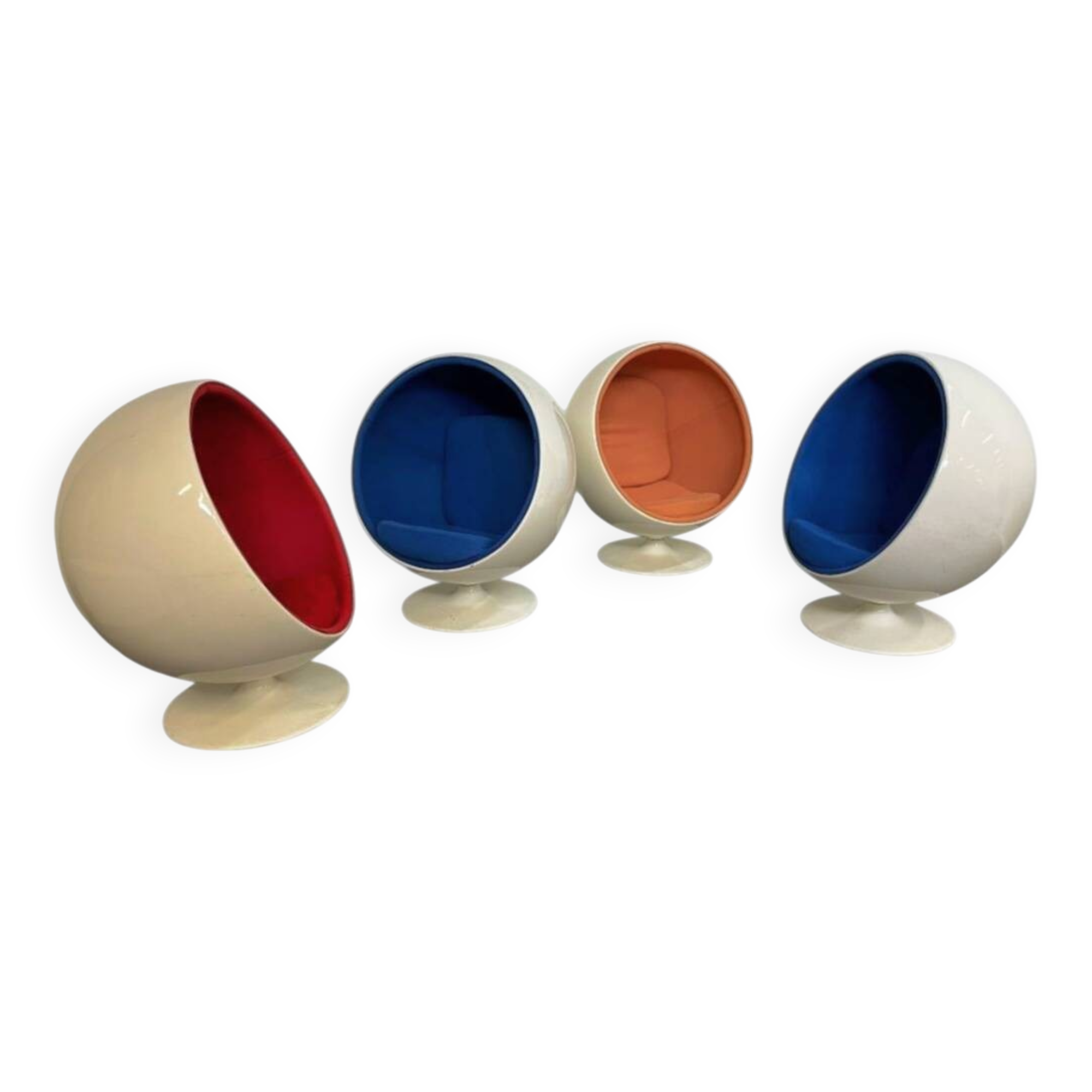 4 x chaise boule en fibre de verre années 1980